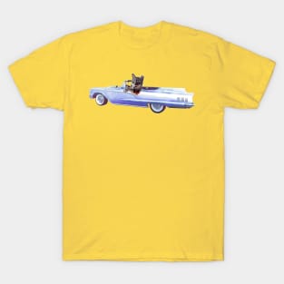 Funny cat art classic car Hot rod Thunderbird Cadillac T-Shirt